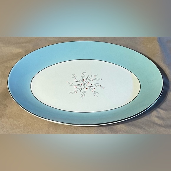 Vintage MCM Homer Laughlin (Rhythm) Aqua, Gray, and Red Serving Platter. - Picture 1 of 10